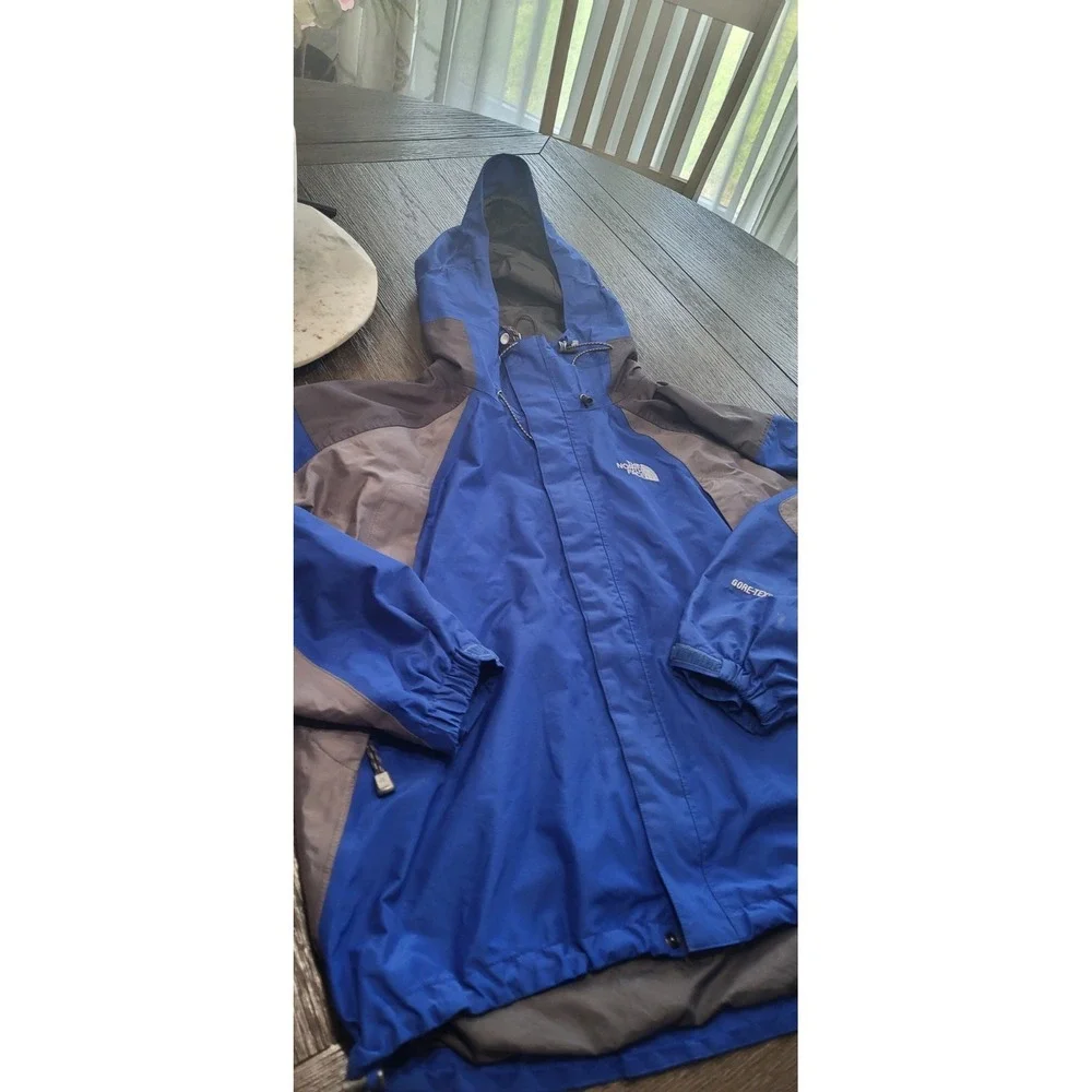 Vintage 90s The North Face Men's Gore-Tex Mountain Jacket Blue Black Hooded L